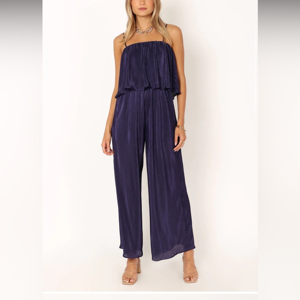 Petal and Pup-JILLIAN PLISSE JUMPSUIT - NAVY